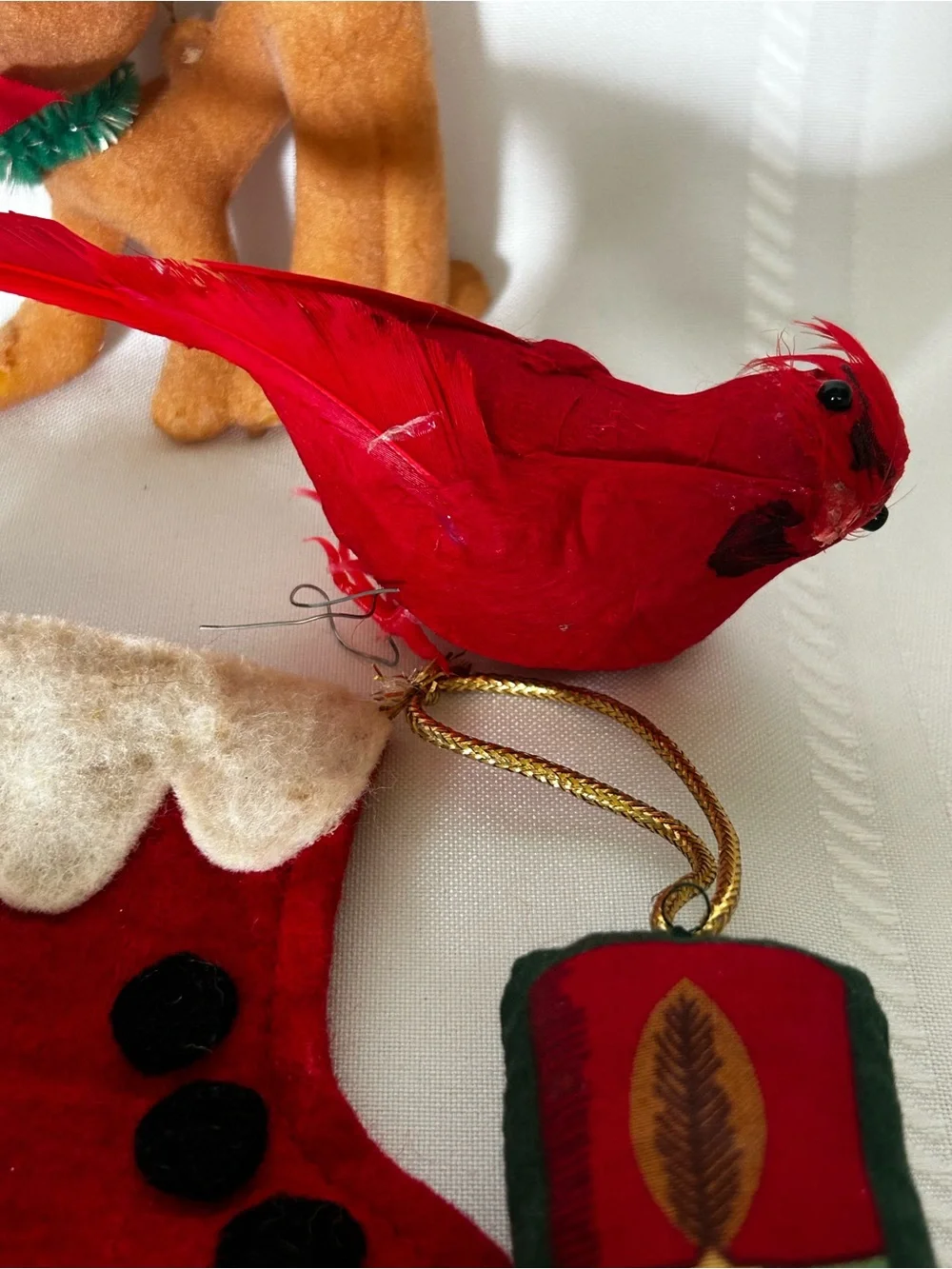 19 Vintage Christmas Tree Ornaments Holiday Decor Santa Stocking Angel Star Red